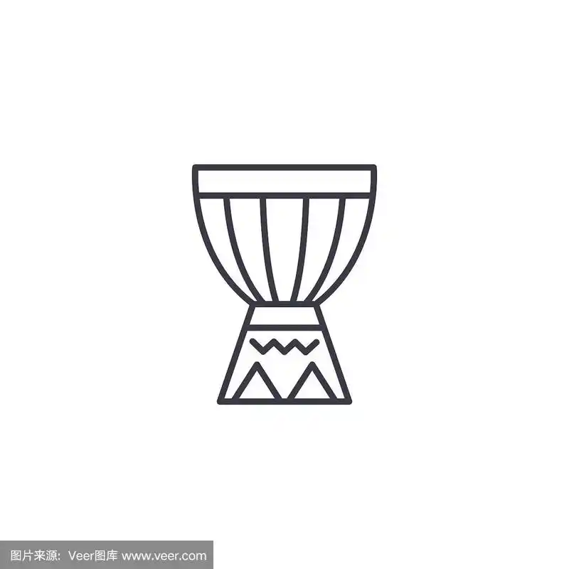 非洲鼓线性图标概念.非洲鼓线矢量符号,符号,插图.