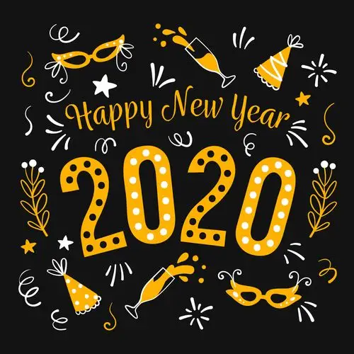 金色2020年新年艺术字矢量素材_矢量字体_懒人图库