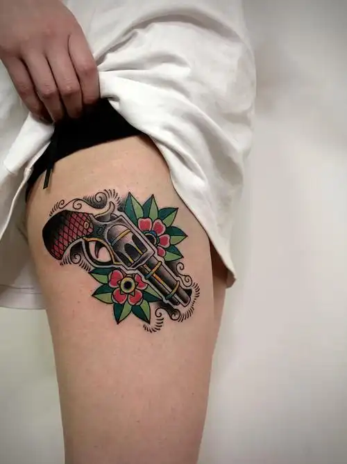 school枪花_纹身图案手稿图片_肖峰的纹身作品集