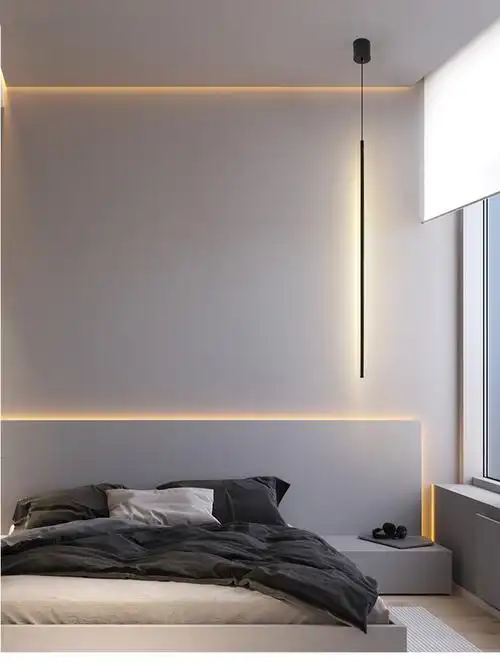 后现代极简ins网红卧室床头吊灯北欧设计师样板房客厅背景线条灯tmall