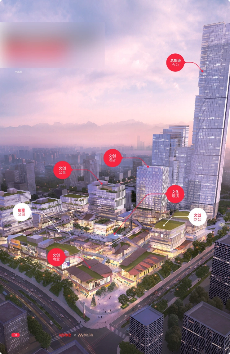 三,整体平面图创意谷分一二期,其中一期高品质,低密度,由街区商业,小