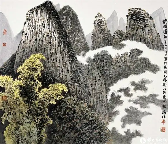 国画家黄格胜写意山水作品1