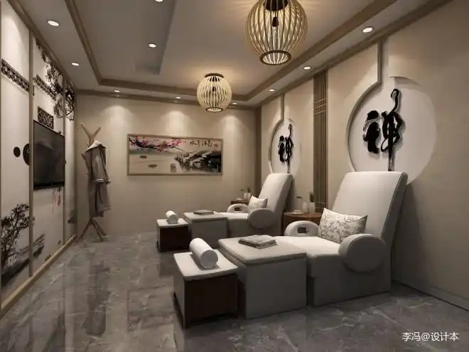 100万元休闲空间1500平米装修案例_效果图 - 水墨兰亭足浴会所 - 设计