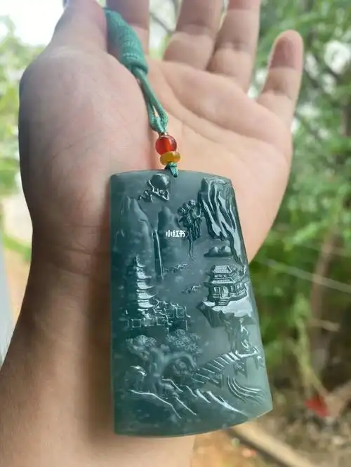 可出翡翠危料夜中赏雪山水牌