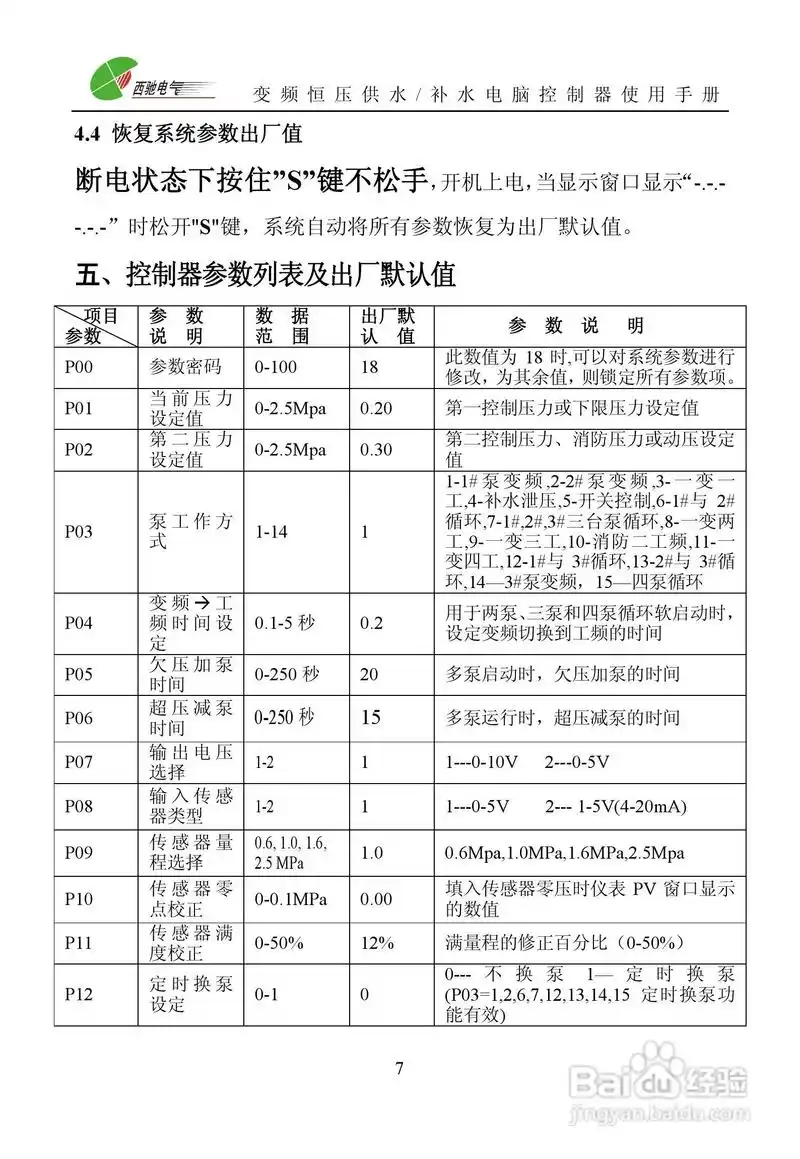 hd3000n变频恒压供水电脑控制器使用手册:[1]