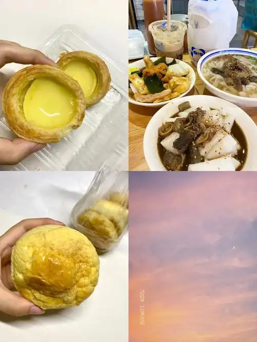 3003早餐:两个蛋挞午餐:大半碗牛杂猪肠粉,白菜,海带,兰花干,萝卜