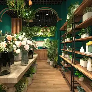 花店装修设计效果图制作鲜花绿植花卉实体店室内装修商铺门头设计
