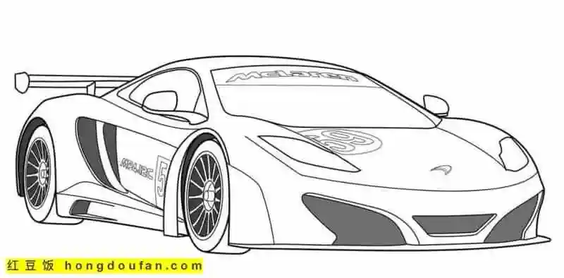 用红色银色装饰赛车吧9张激动人心的赛车卡通涂色图片