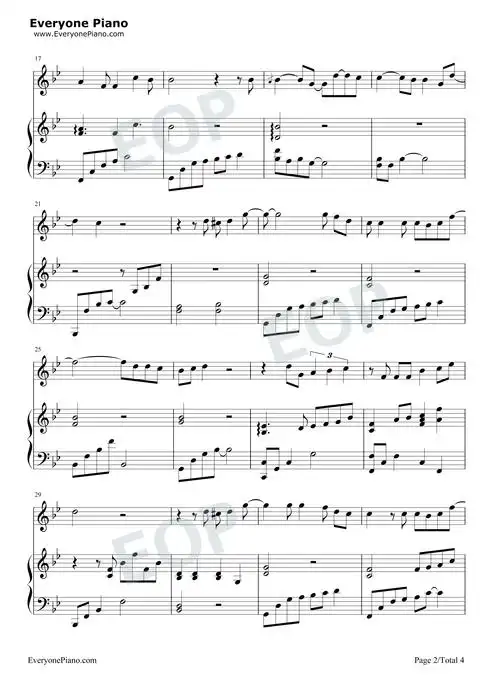 下雨了-弹唱版五线谱预览2-钢琴谱文件(五线谱,双手简谱,数字谱,midi