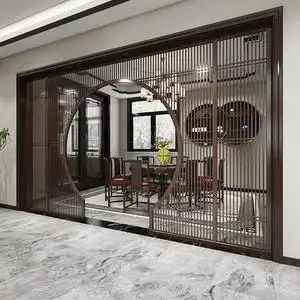 中式实木客厅隔断玄关隔断月洞门月亮门圆拱门仿古花格中式背景墙