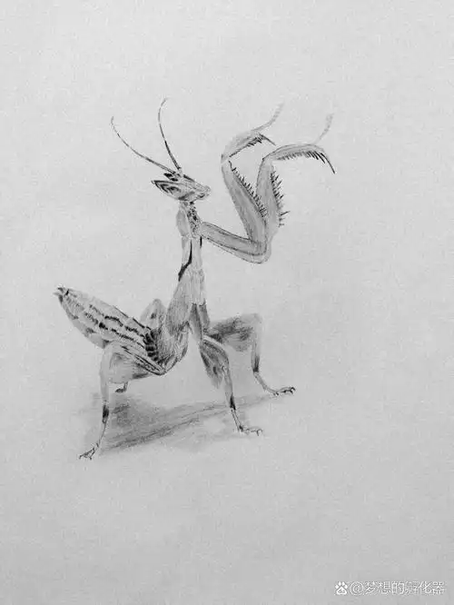 画只螳螂挡个车