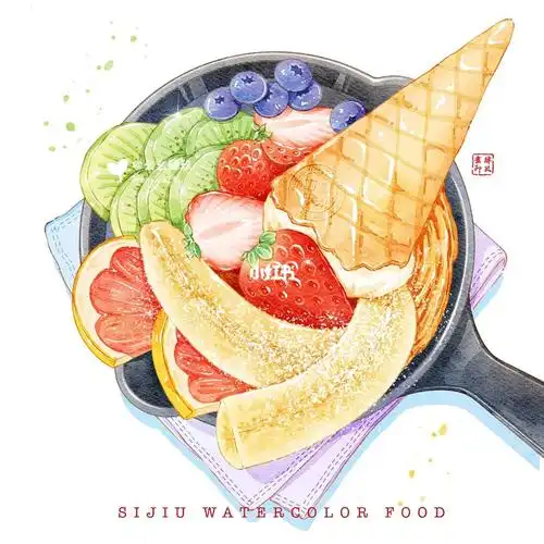 肆玖水彩196水果黑全麦荷兰松饼08