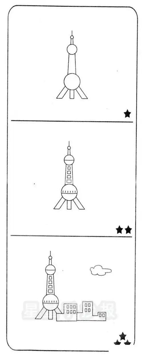 上海东方明珠塔简笔画-儿童简笔画大全