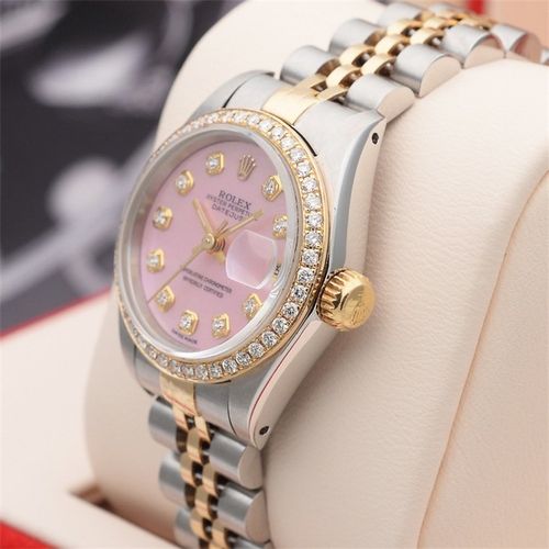 二手95新劳力士女表rolex日志型系列6917368273后镶钻自动机械18k黄金