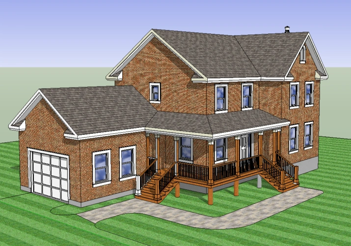 二层坡屋顶别墅sketchup模型