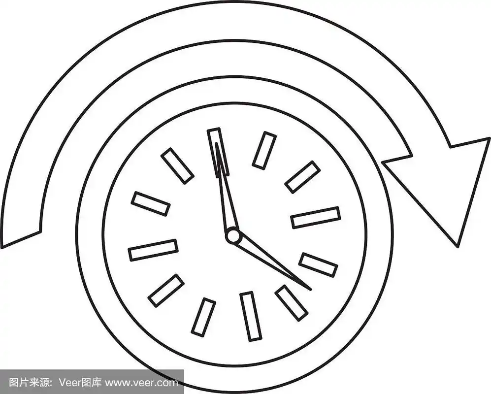时钟与箭头上方的图标图像