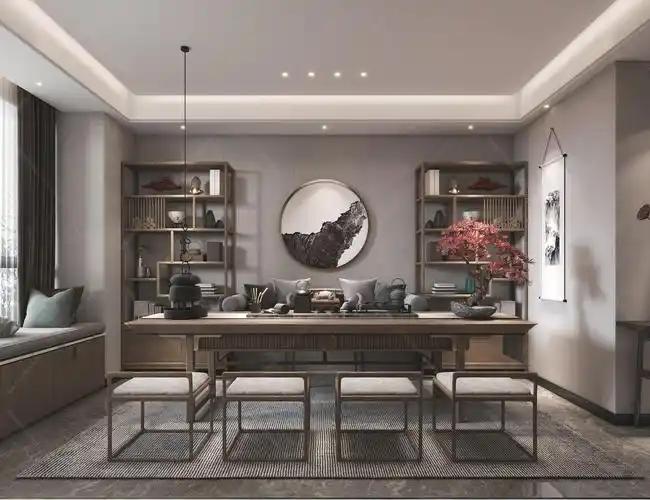 新中式客餐厅 - 效果图交流区-建e室内设计网