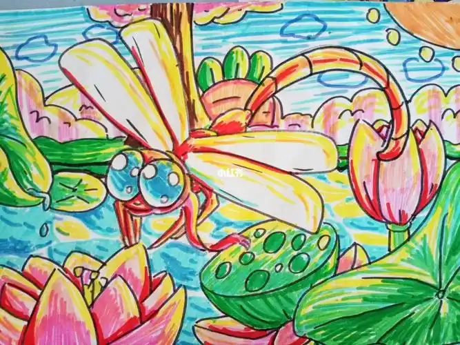 命题简笔画蜻蜓