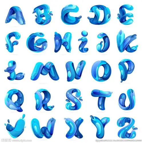 创意26个蓝色字母设计图__绘画书法_文化艺术_设计图库_昵图网nipic.