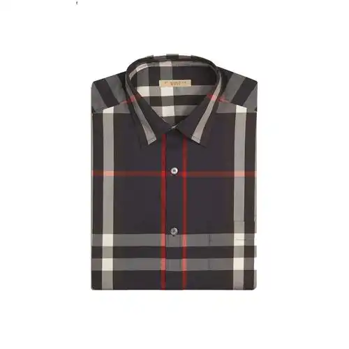 burberry/博柏利 海军蓝 格纹弹力棉质混纺衬衫 男士衬衫 40067311