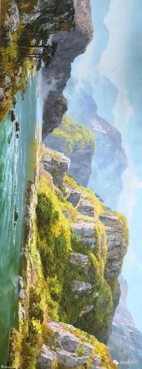 【风景山水】朝鲜风景油画高山河流 横构图系列油画作品推荐欣赏(一)