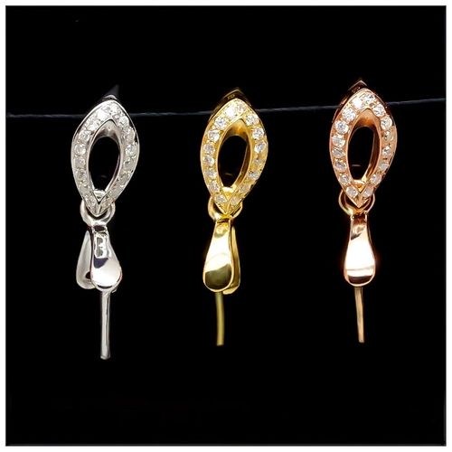 g18k金镶钻扣头瓜子扣水滴型钻扣 g750翡翠扣 18k吊坠扣 au750玉