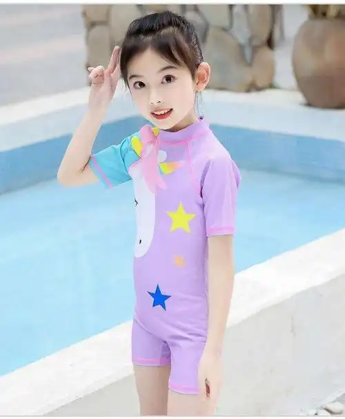 游泳装女童泳衣裙式夏季儿童保守速干女孩小学生防走光女大童连体游