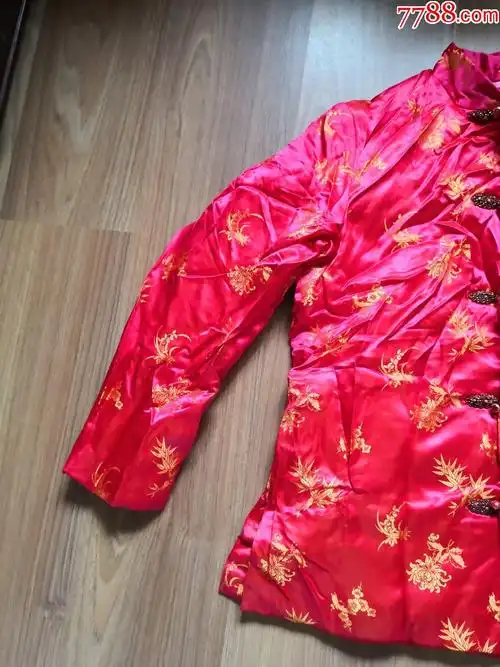 老式全新软丝绸手工纯棉花红棉袄