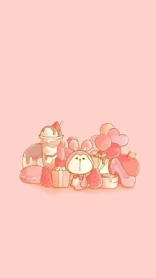 粉色系少女心可爱卡通图片手机壁纸