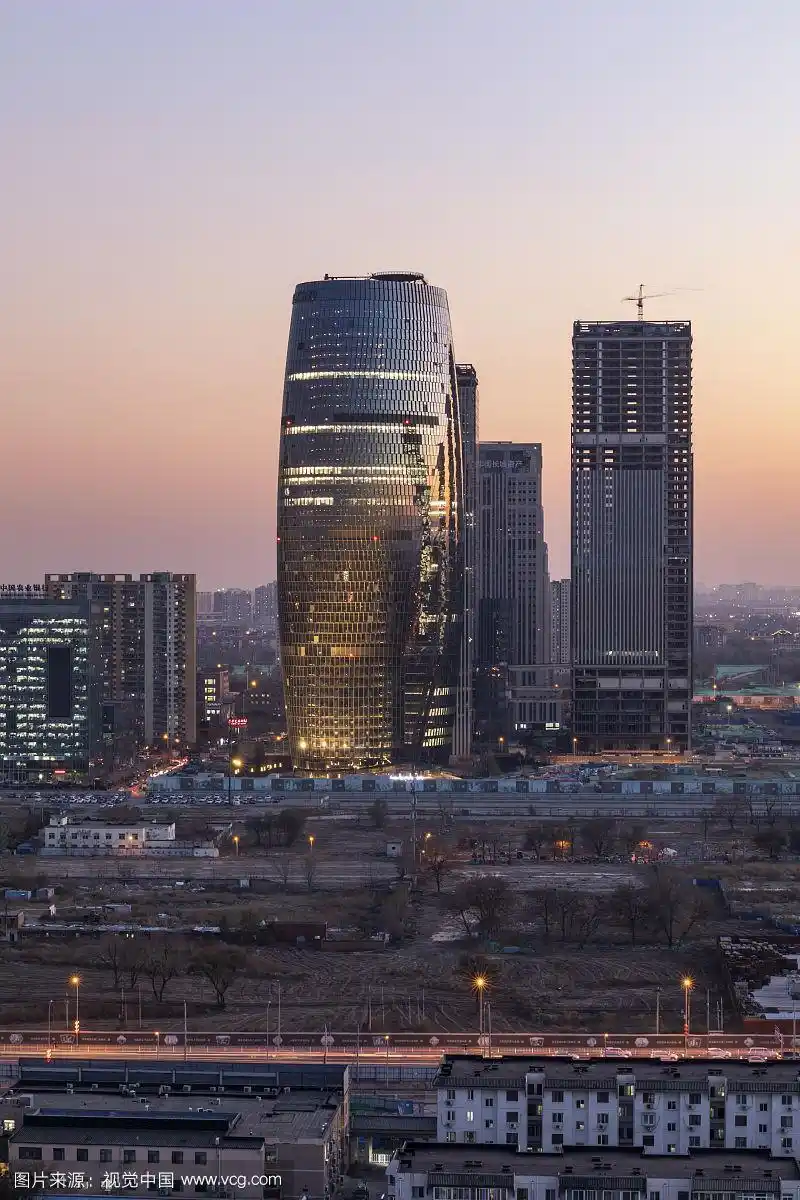 北京丽泽soho晚霞夜景