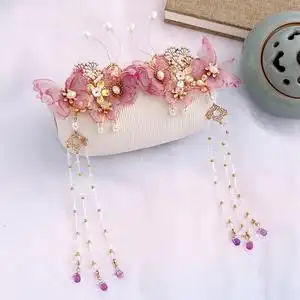 汉服头饰儿童超仙蝴蝶流苏发夹步摇古风女童发簪中国风古装配饰品