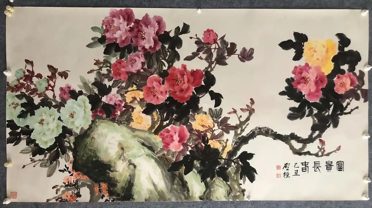 山东临沂老画家王启桓六尺横幅#感受国画的意境之美 #中国好书 - 抖音