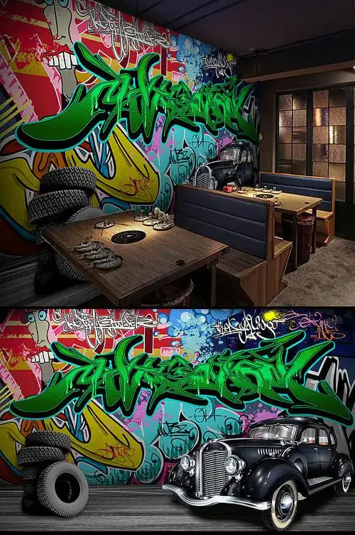 工业风涂鸦背景墙