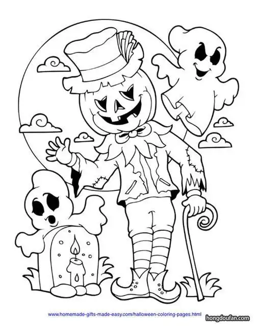 万圣节南瓜鬼魂简笔画