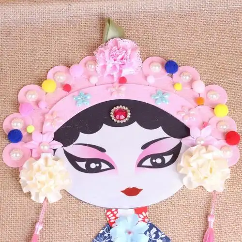 中国风创意美劳手工戏曲京剧花旦脸谱挂饰将干尺寸3539cm