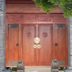老榆木门楼别墅会馆四合院中式餐饮门头实木大门定制仿古双开木门