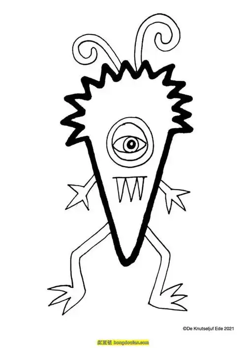 小怪兽简笔画教程,小怪兽简笔画教程图片(15张病毒小怪兽卡通幼儿简笔