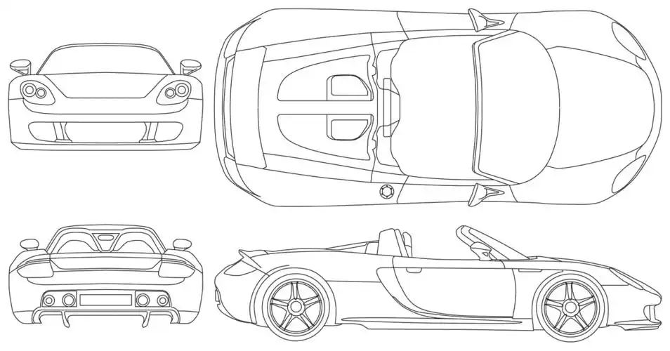 敞篷车侧面简笔画