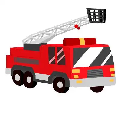 119全国消防宣传日卡通手绘消防车免抠素材