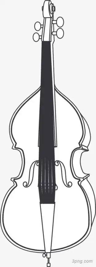 手绘线条大提琴png素材透明免抠图片-卡通手绘