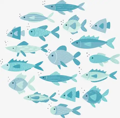 绿色海洋卡通鱼群