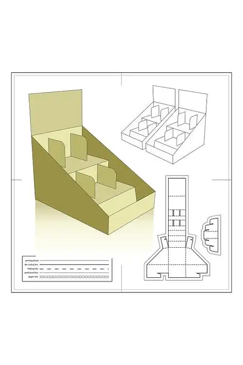 细节分解草绿色包装盒矢量展开图包装刀模图