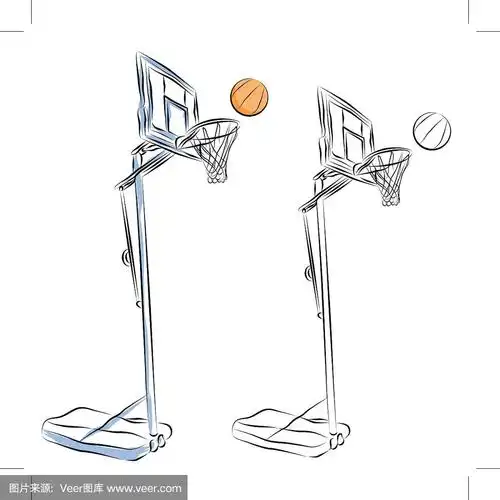 篮球篮筐立线画