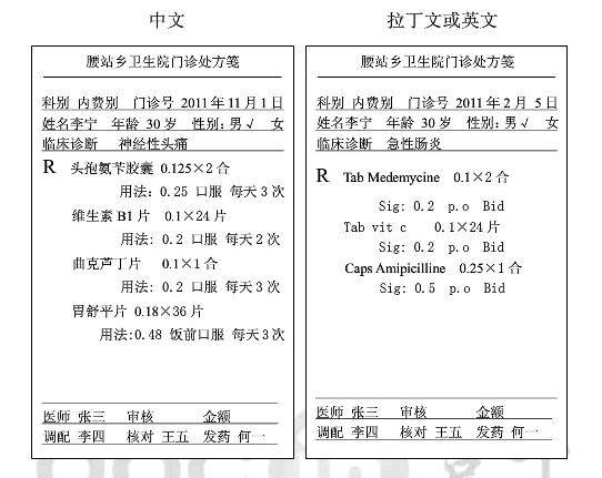 医师处方规范 中英文对照