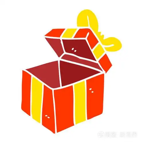 平面彩色插图卡通打开礼品盒