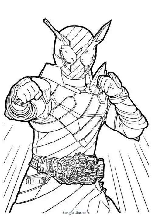 挥拳战斗的 kamen rider 假面骑士半身涂色填色大全-红豆饭小学生简笔