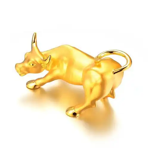 牛气冲天金牛黄金摆件工艺品足金金融牛送礼首饰16克
