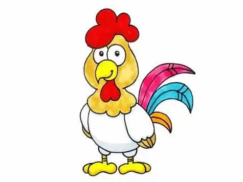 可爱彩色公鸡简笔画怎么画带颜色公鸡简笔画教程带画法儿童简笔画公鸡
