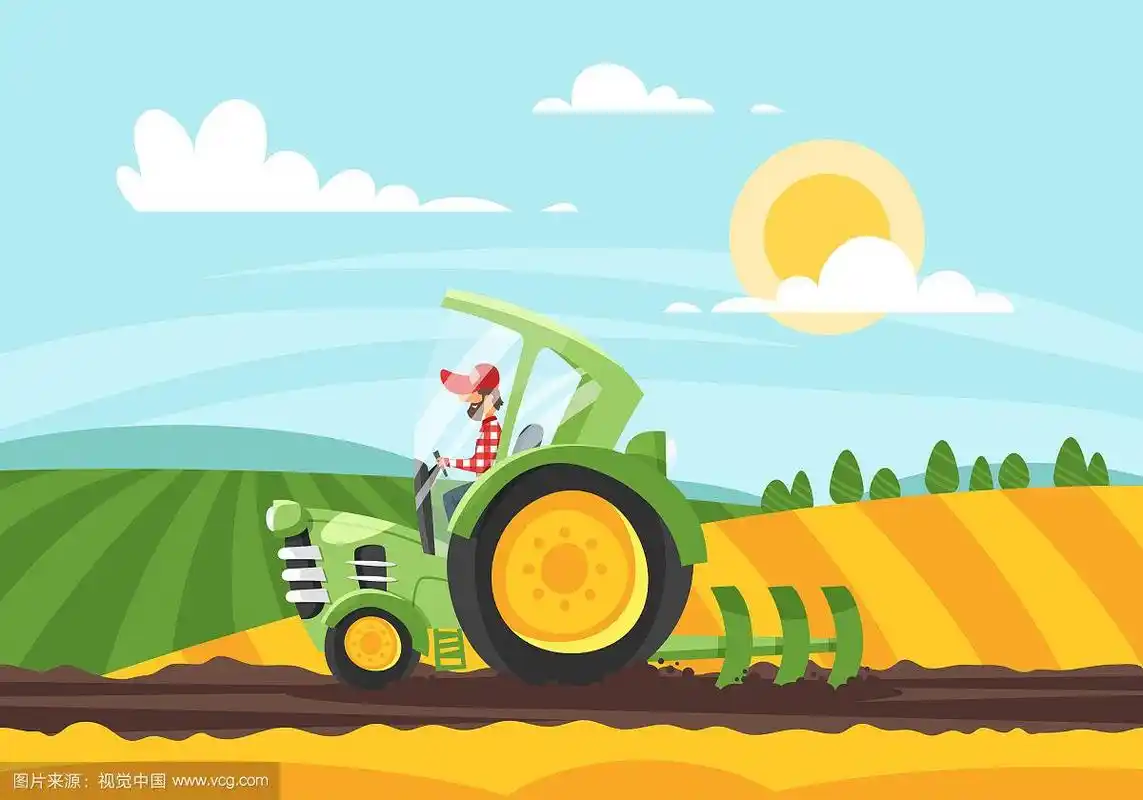 卡通风格的农民在农田里工作