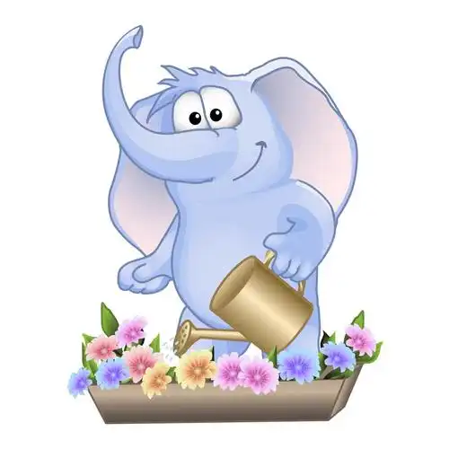 有趣的大象,大象正在浇花